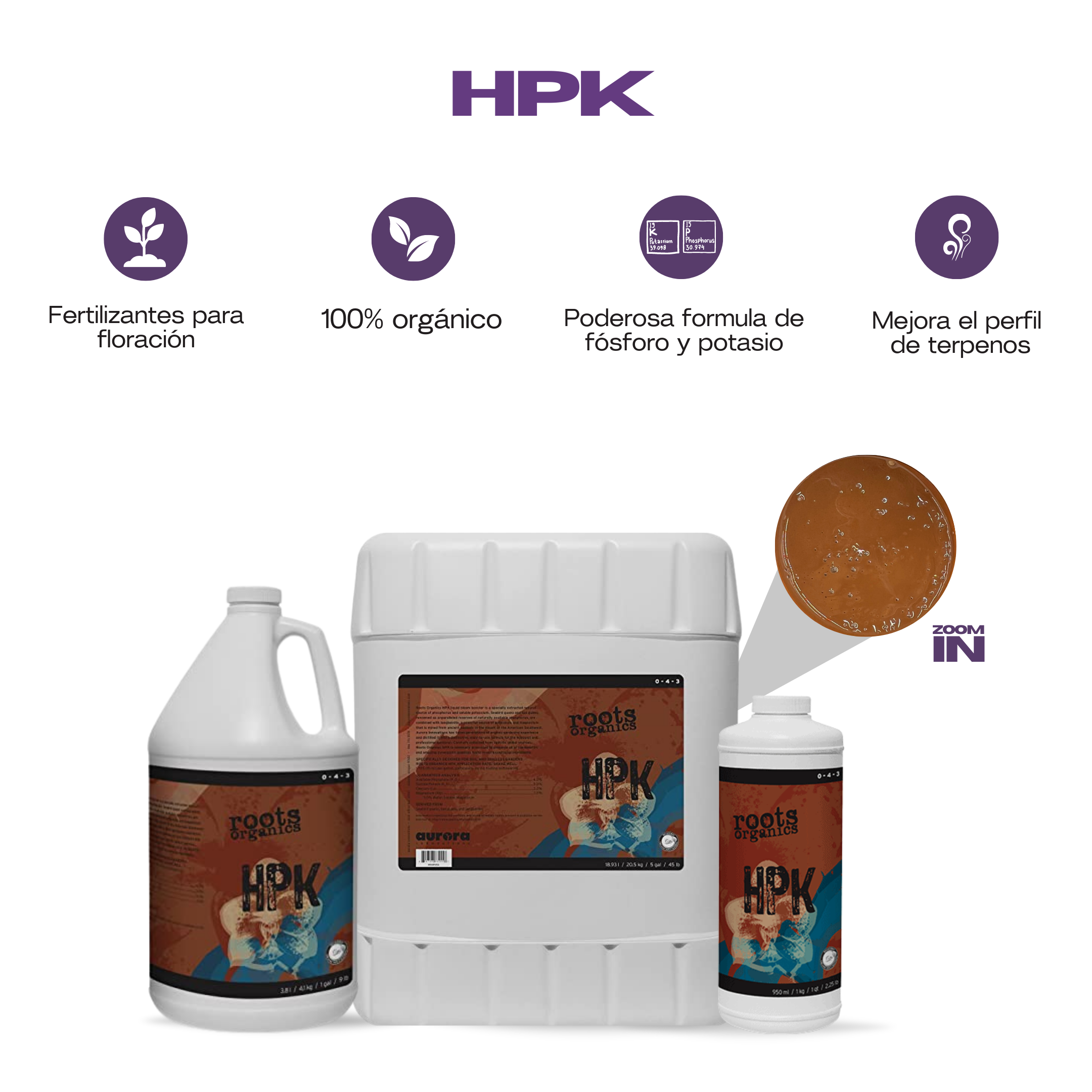 HPK Roots Organics Fertilizante 100% orgánico