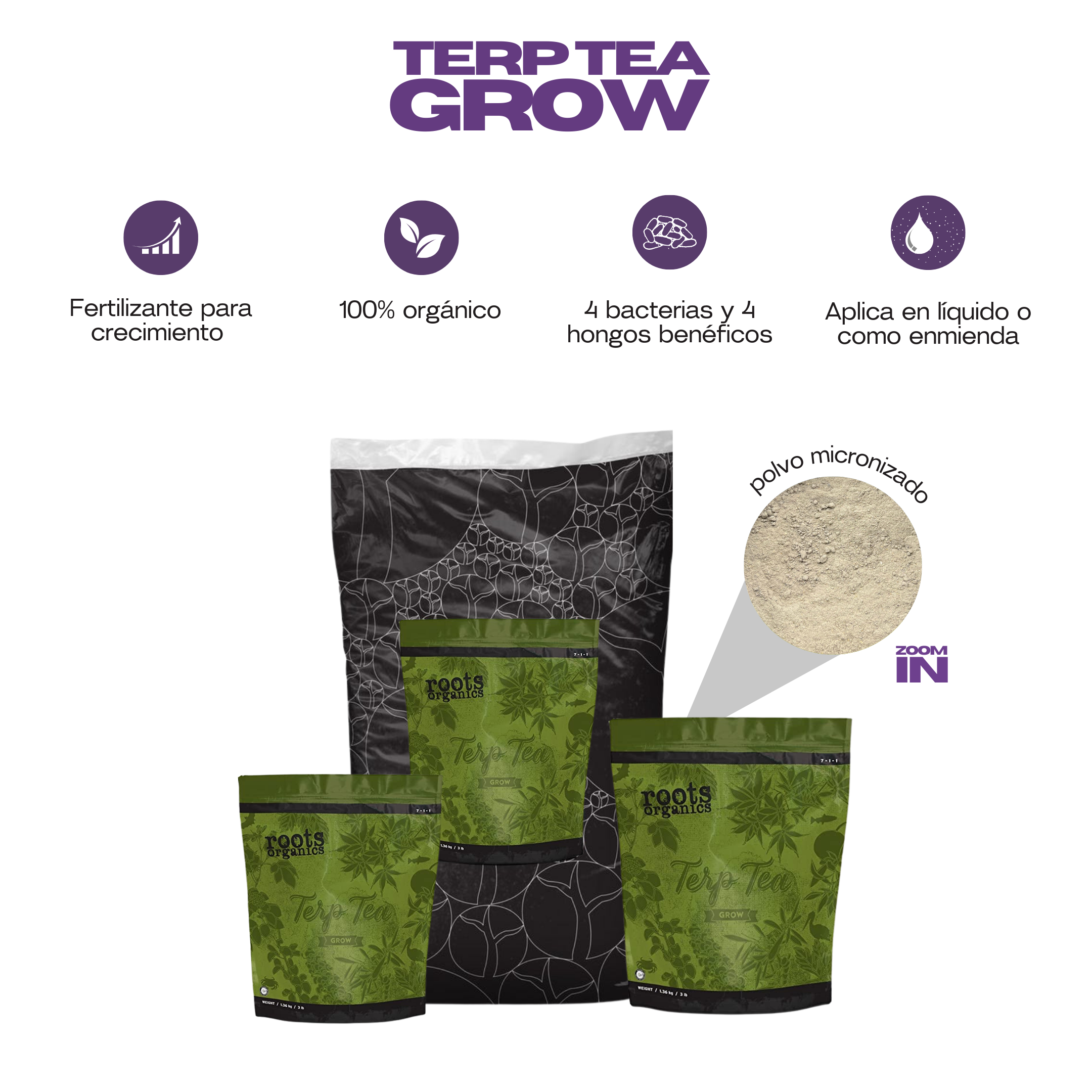 Terp Tea Grow Roots Organics Fertilizante 100% orgánico